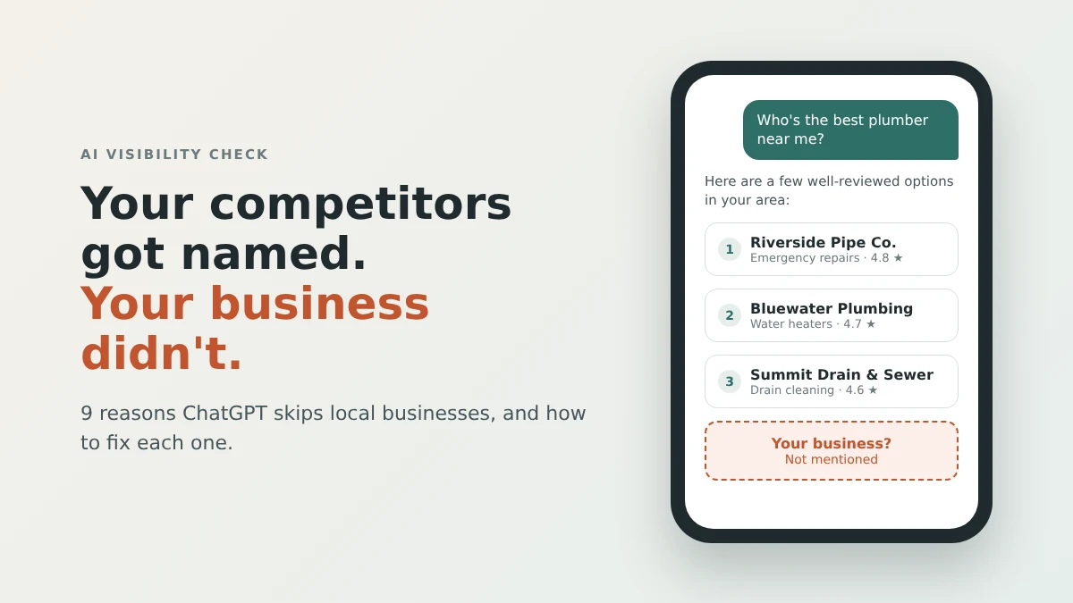 Why Doesn't ChatGPT Recommend My Business? 9 Reasons (And How to Fix Each One)